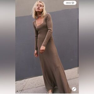 Free People Long Sleeve Brown Dress